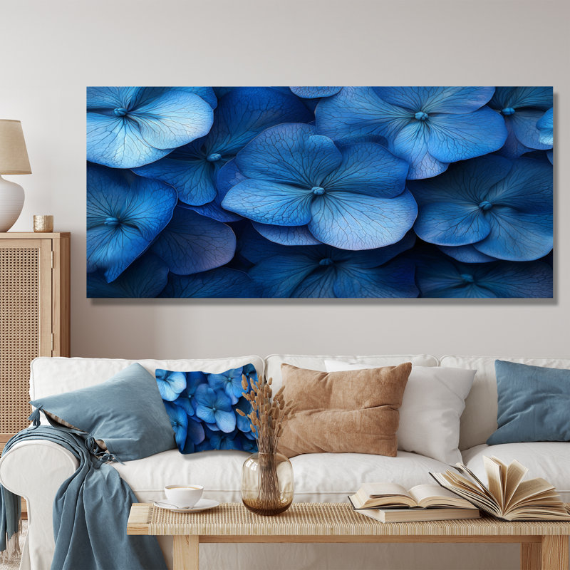 «Blue Ocean Petals», art mural, H 28 po x l 60 po