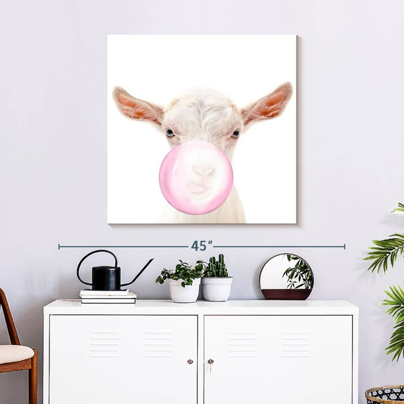 " Bubble Gum Goat ", 30" H x 30" W x 1.25" D