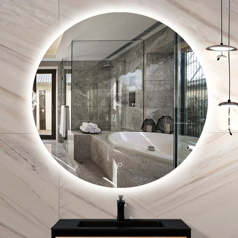 Naliyah Round Frameless Lighted Bathroom/Vanity Mirror, 36" x 36"