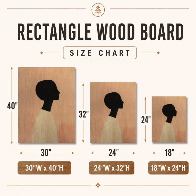 Portrait silhouette Blush II - Décoration murale en bois pour femme élégante, H 24 po x l 18 po, Rectangulaire