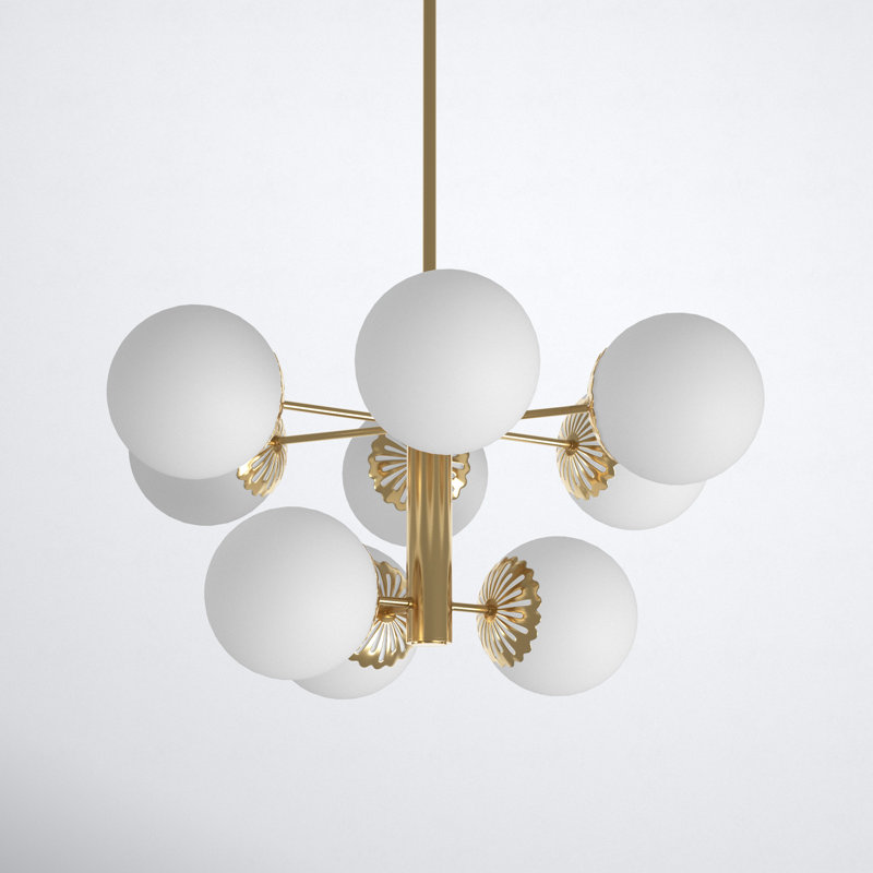 Deniaud 9 - Light Sputnik Sphere Chandelier, Aged Brass