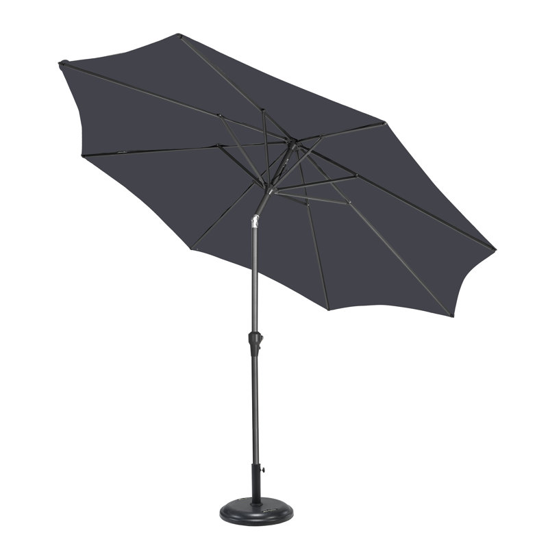 Hatten Riva Traditional Round Parasol, Grey, 238cm H x 300cm W x 300cm D