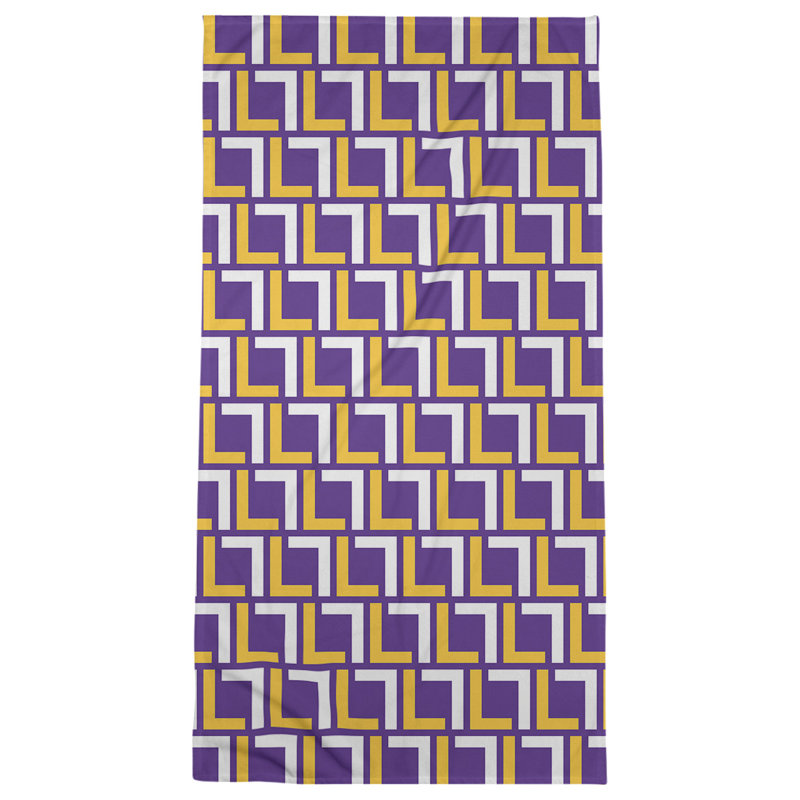 Bath Towel, Purple/Gold/White
