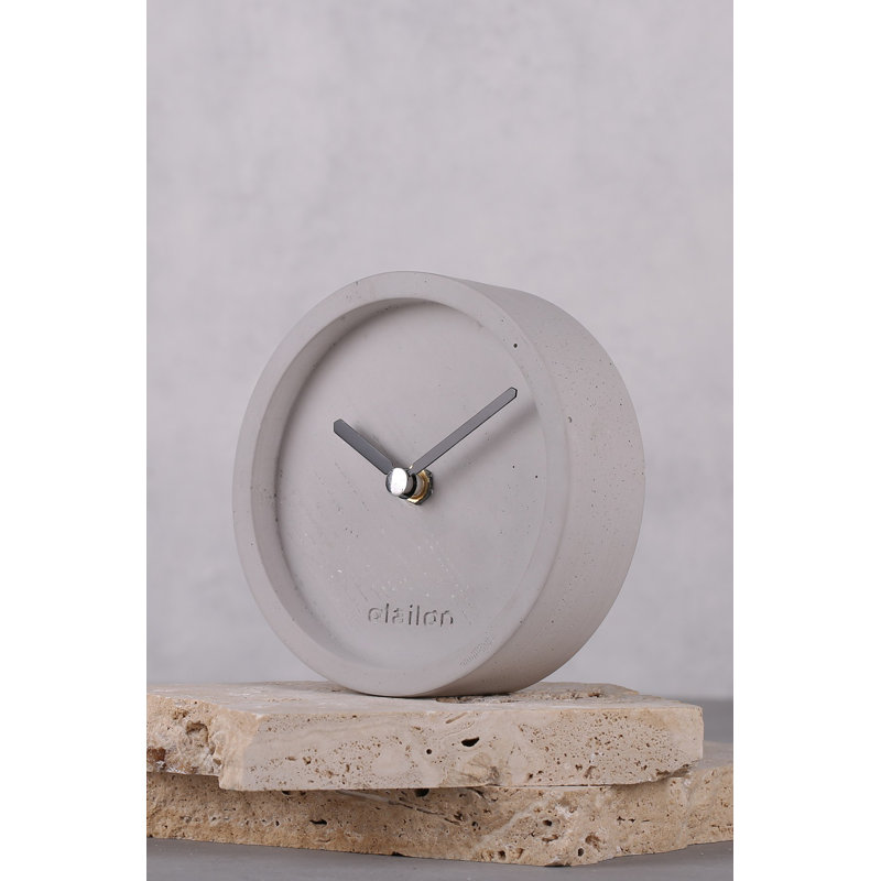 Stylish Decorative Clock, Grey Concrete, 4.7 x 1.6 inches | 100% Durable Concrete Construction, Modern Minimalist Design | Perfect for Home Decor, Office Spaces, and Gift Ideas | Unique Accent Piece for Any Room