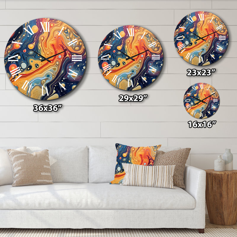 Horloge murale Orange Blue Galactic Universe II, Grand