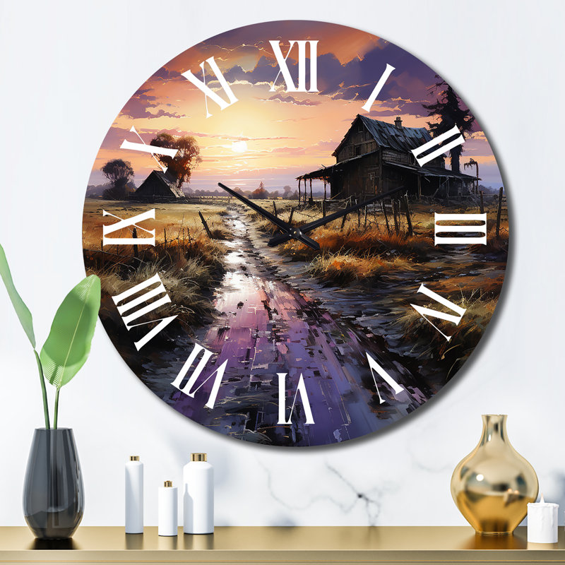 Barns Twilight Shadows - Horloge murale campagne, Grand