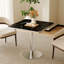 Table carrée bistro moderne avec plateau tulipe et plateau en faux marbre, facile à assembler, structure en métal robuste-322550575-322550608