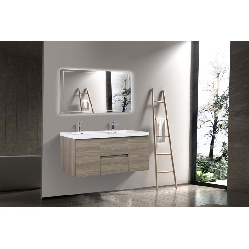 60"Floating Bathroom Vanity With Sink, Ash Gray