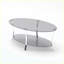 Table basse ovale moderne en verre 43,3 "avec double tablette en verre et pieds en métal argenté-963685559