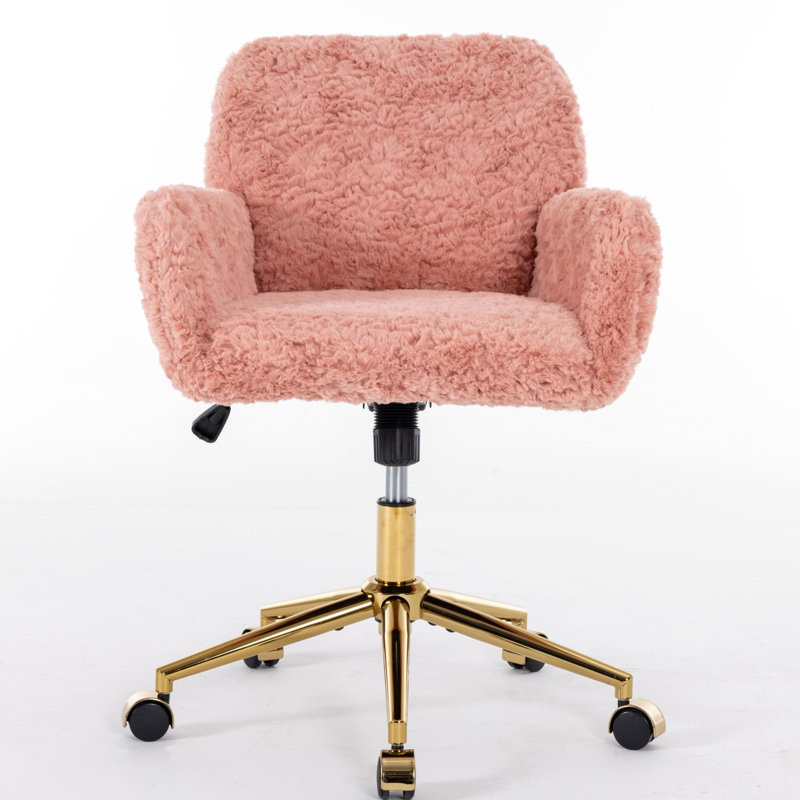 Angelyssa Polyester Blend Gaming Chair Office Chair Desk Chair Vanity Chair, Pink