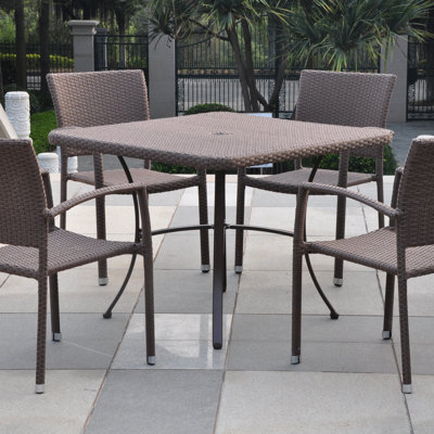 Brade Square Metal Outdoor Dining Table With Umbrella Hole , in. W 39'' in. D