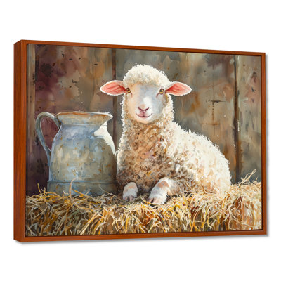 Portrait d'un bébé mouton à la grange - Art mural pour le salon