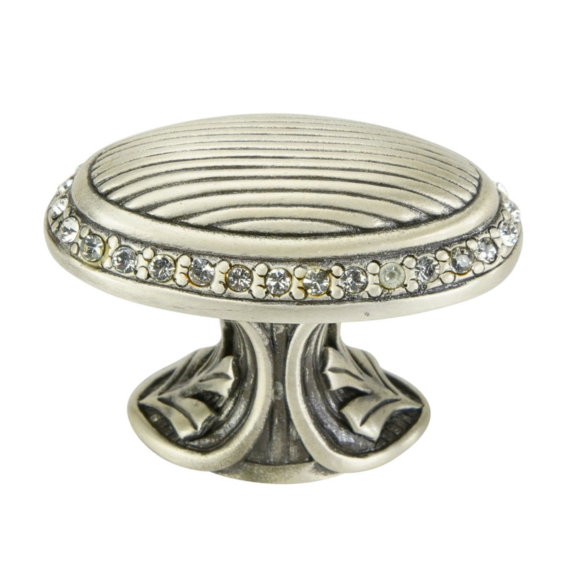 CAMBRIDGE ROUND KNOB; CLEAR, Matte Silver , 1 1/2"
