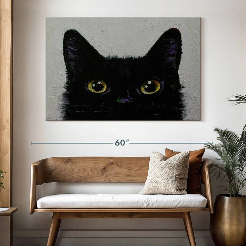Brampt Black Cat Peeking, 34" H x 51" W