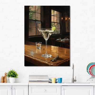 «Crystal Durty Martini With 2 Olives II», art mural cocktails
