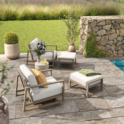 Chaises longues avec coussins et repose-pieds Hamarto