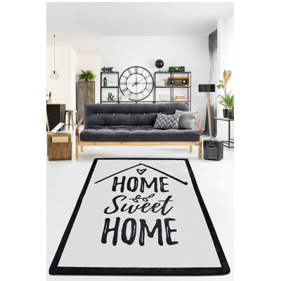 Durable Hall Carpet - 3.3 x 6.6 Feet, Black & White | 100% Polyester, Total Thickness: 0.4 Inches | Antibacterial, Non-Slip Underside, Machine Washable | Perfect for High Traffic Areas, Easy to Clean & Maintain