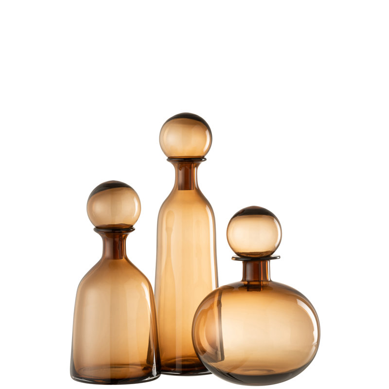 Patel Glass Decorative Bottle 1, 44.5cm H x 12.5cm W x 12.5cm D, Brown
