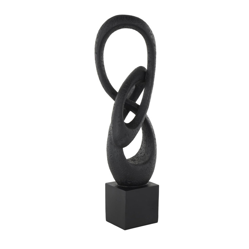 Cole And Grey Polystone Intertwined Loop Abstract Sculpture With Block Base