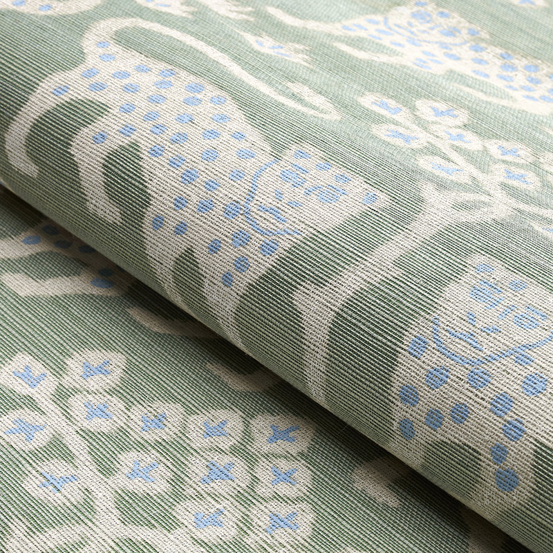 Woodland Leopard Sisal Wallpaper, Seaglass