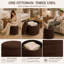 Pouf de rangement cylindrique Tessa de 16 po, recouvert de lin, avec couvercle amovible et rangement dissimulé, couleur chocolat-1788976963