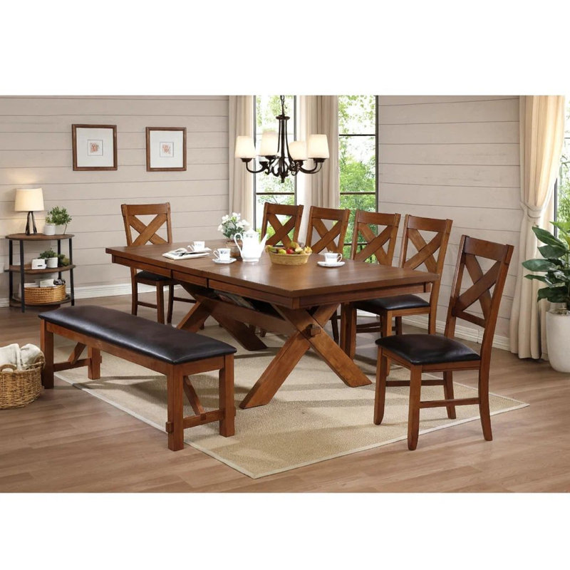 Ertal Extendable Solid Wood Base Dining Table, Brown