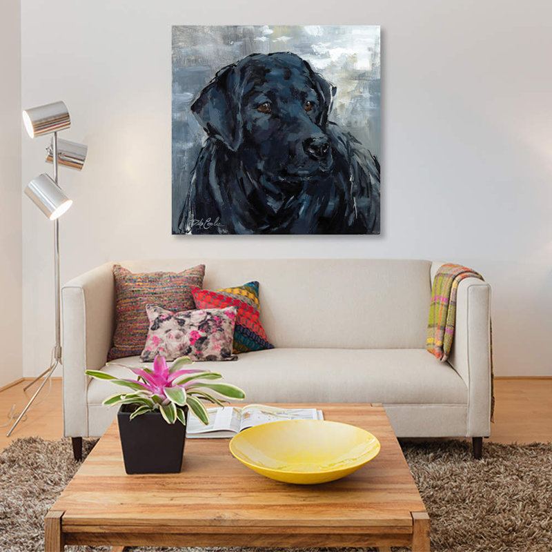 «Loyal Lab» par Debi Coules, reproduction sur toile, H 12 po x l 12 po x P 1,5 po, Toile tendue, Pas de tapis