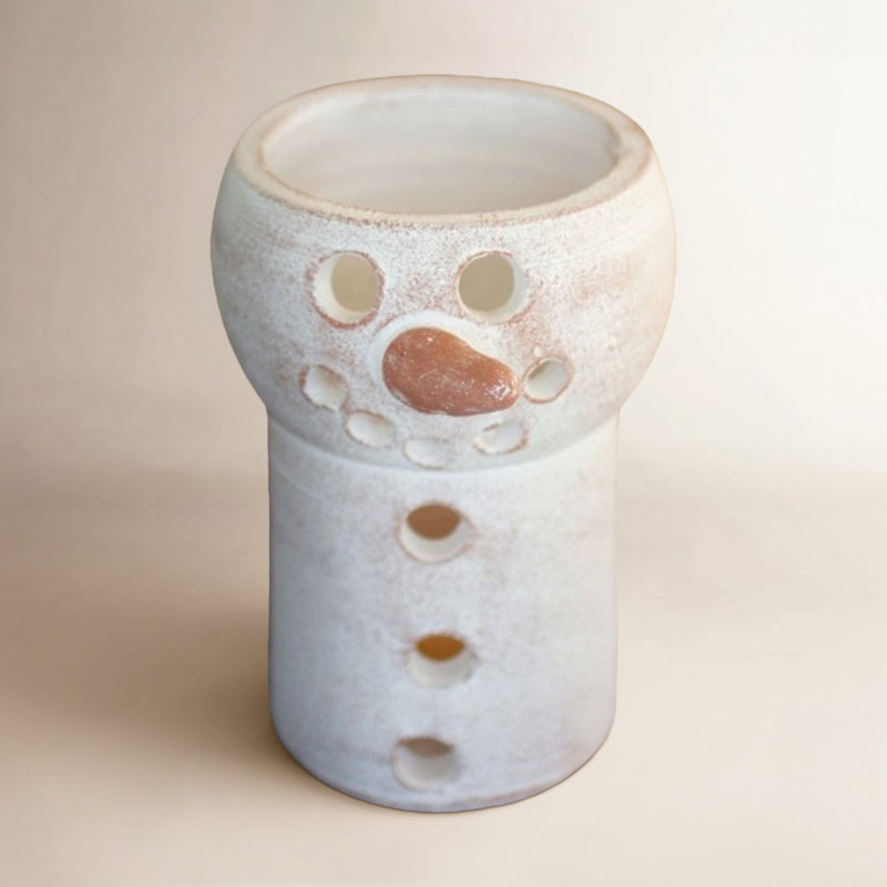  Handcrafted Clay Snowman Candle Luminaries – 8" Tall Winter Accent Set Of 4