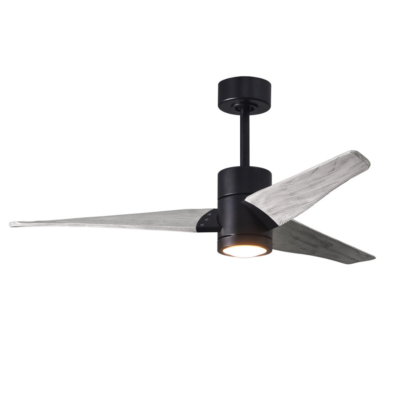 LED Downrod Ceiling Fan, Matte Black, Barn Wood Tone, 60"