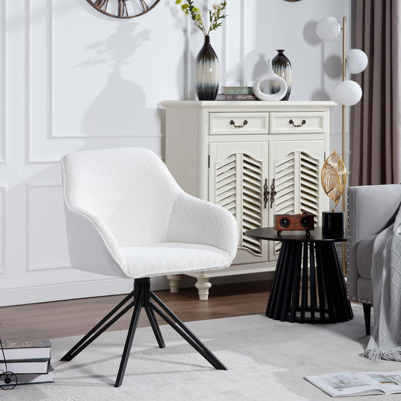 Latitude 48cm H Fabric Upholstered Metal Armchair in Dark Grey,, White, 1