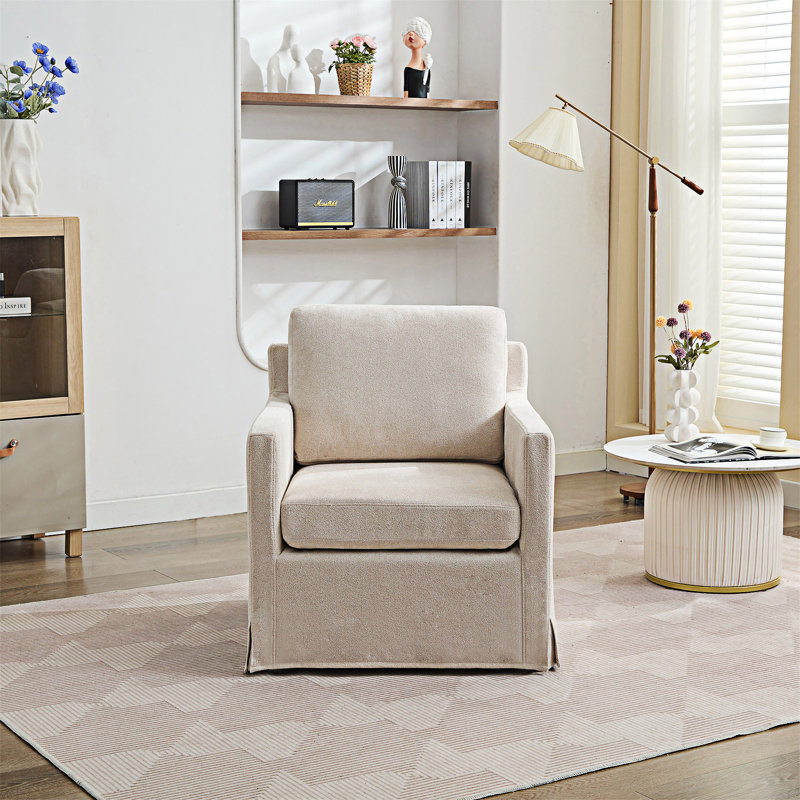 Fauteuil d'appoint pivotant rembourré, Beige