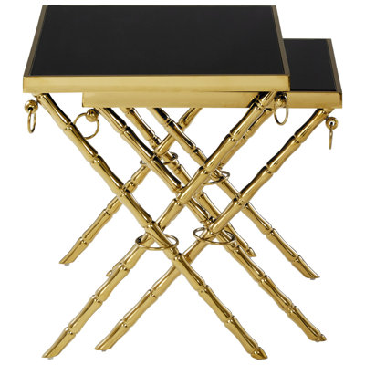 Smythe Glass Top Cross Legs Nesting Tables