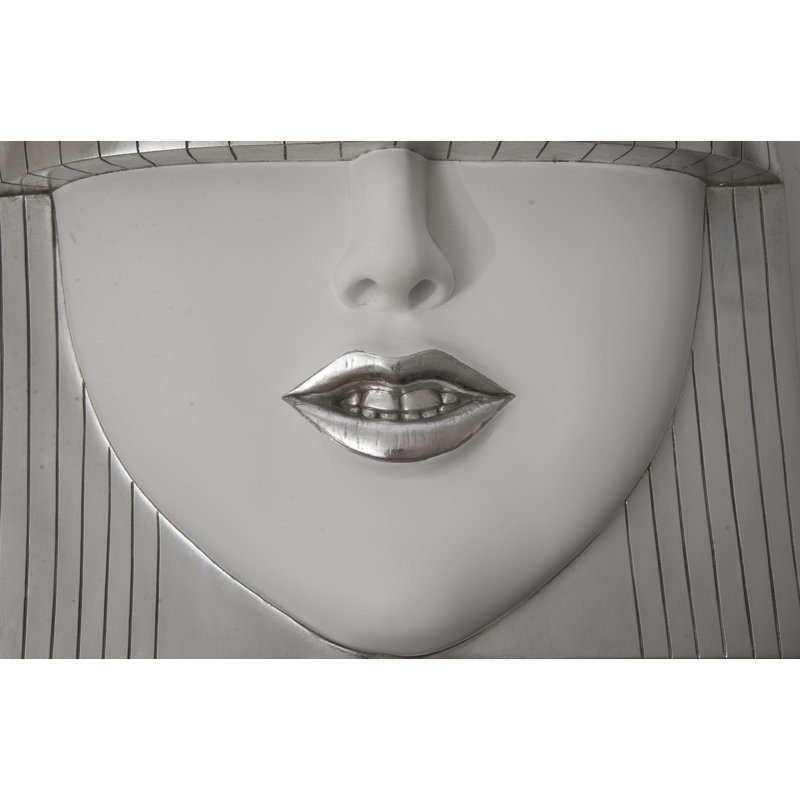 Décoration murale mode visages, Blanc / feuille d'argent