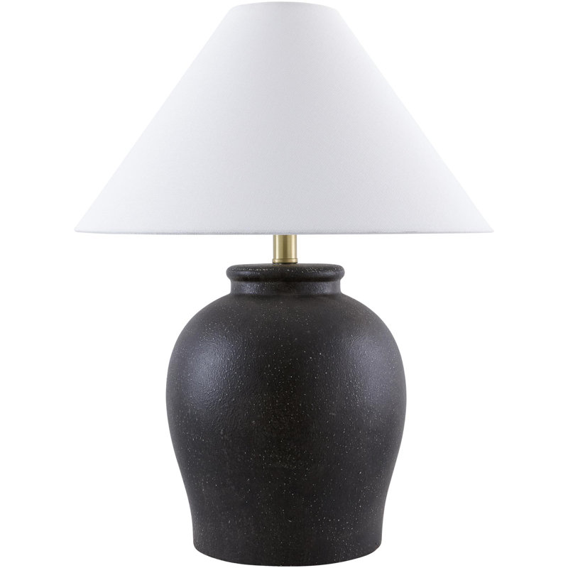 Chemise 22" Ceramic Table Lamp, Black, Classic Linen