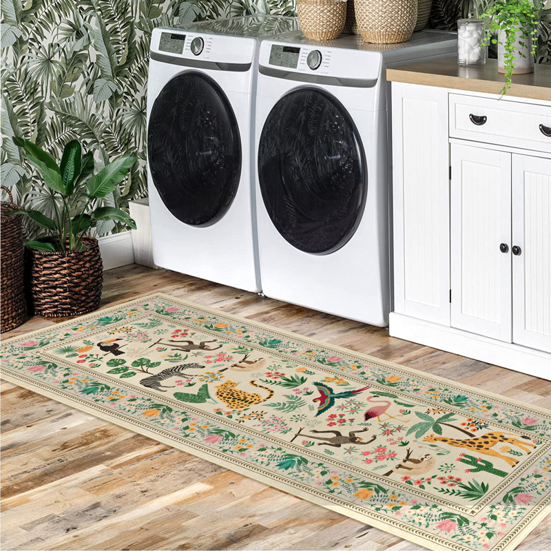 Washable Rugs for Living Room Area Rugs for Bedroom Scalloped Rug Modern Bordered Non Slip Kids Bedroom Carpet Stain Resistant Floor Cover
