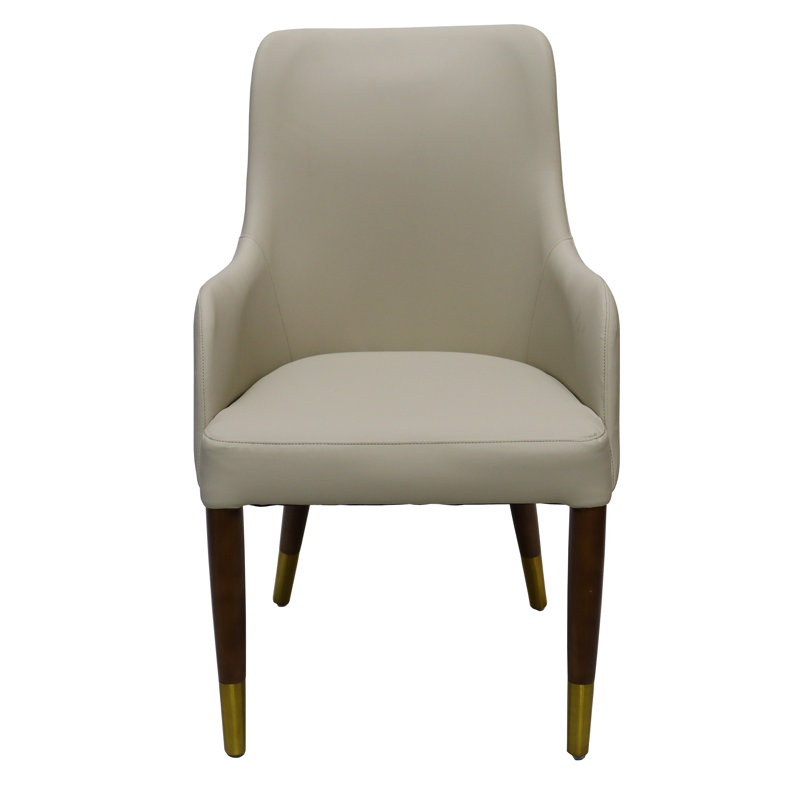 Chaise de salle à manger en cuir avec structure en bois d'hévéa - aucun assemblage requis