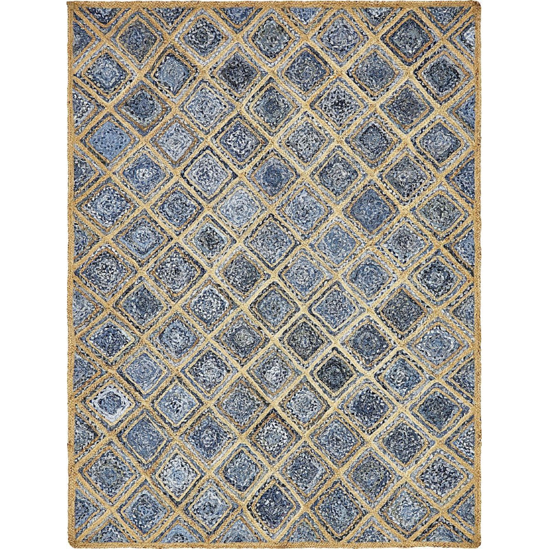 Tapis bleu tressé à la main Gleason, Rectangle 8 pi x 10 pi