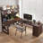 Nut-brown Rectangular Solid Wood with 3 drawers desk-1267874683-1267874682