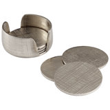 Aluminum Round Coaster Set With Holder