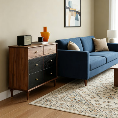 Color Blocked Spherical Metal Handle Accent Chest