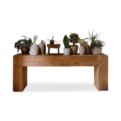 Burlywood Solid Wood Rectangular Console Table