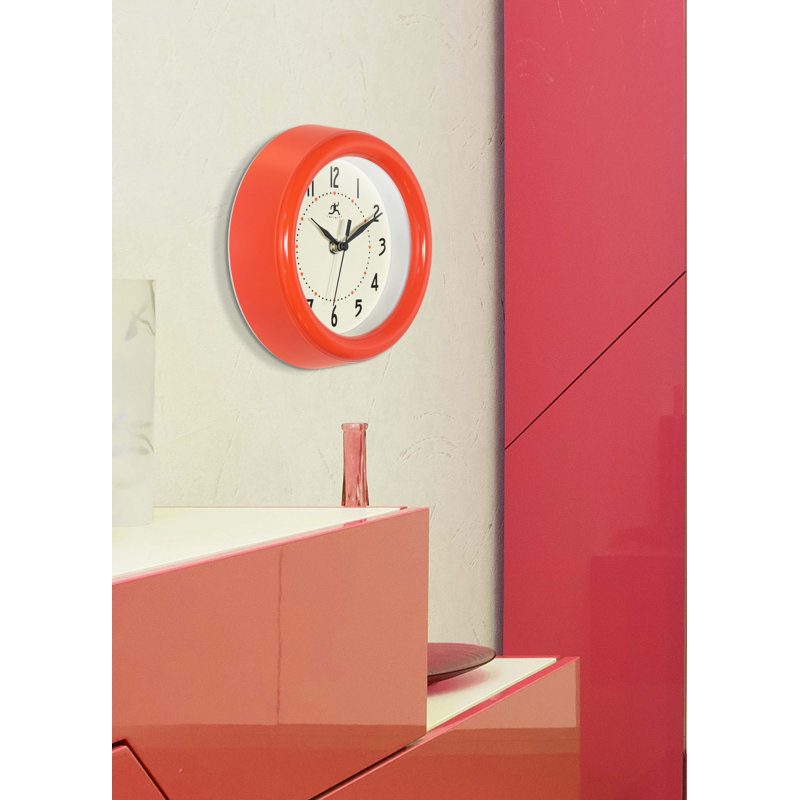 Round Plastic Wall Clock 8 Inches, Orange