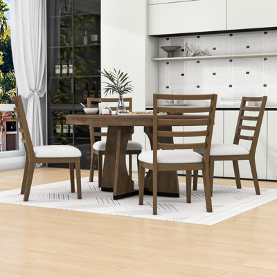 Halie 5-Piece Extendable Dining Sets with Table and 4 Upholstered Chairs for Dining Room