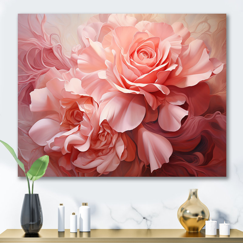 «Infinite Pink Rose I» sur toile, H 34 po x l 44 po x P 1,5 po, Toile tendue