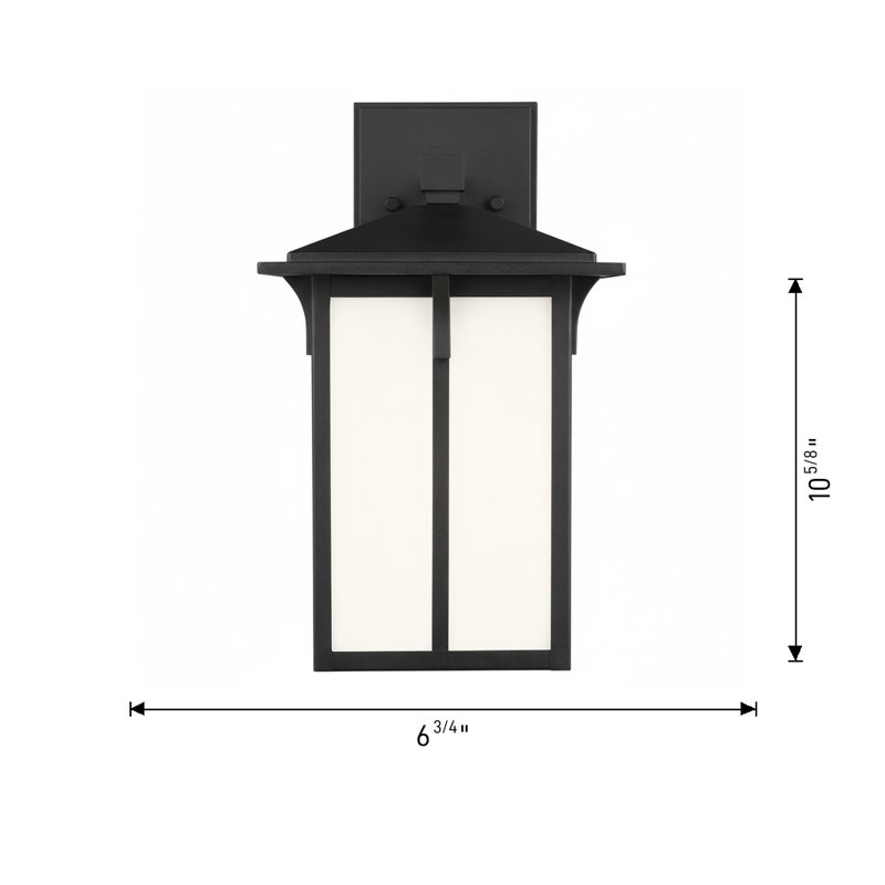 Petite lanterne murale d'extérieur à une lumière Tomek de Génération Éclairage , Noir, H 10,63 po x l 6,75 po x P 6,75 po