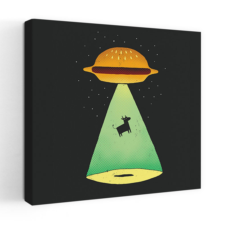 Burger enlèvement, vache, art urbain contemporain, H 48 po x l 48 po