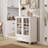 Minimalist White Buffet Cabinet With Double Glass Doors And Drawer-1771609986