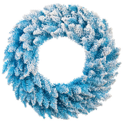  Couronne de sapin artificielle 30 po avec 140 pointes en PVC bleu clair