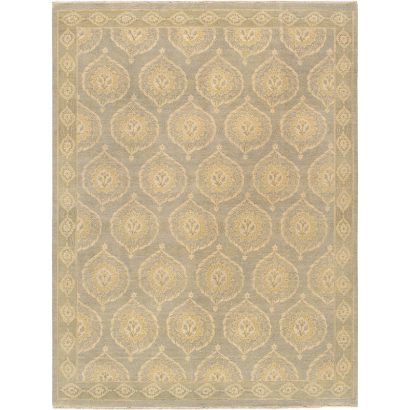 Tapis oriental en laine noué à la main beige / gris