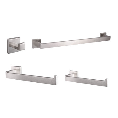 Ensemble d'accessoires de salle de bain 4 pièces Bagno Lucido - Nickel satiné